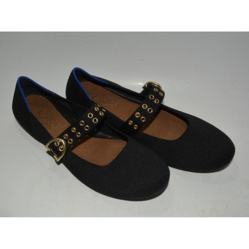 Rothy's The Max Buckle Round Toe Mary Jane – Women's 10 – Black & Gold – Used